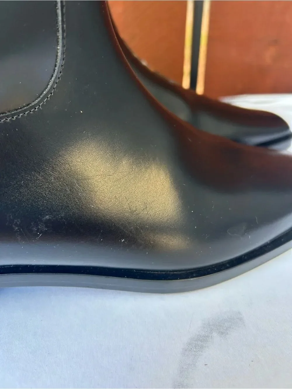 NEW Toteme Leather Riding Boot Square Toe Pull On Shiny Black 41EU